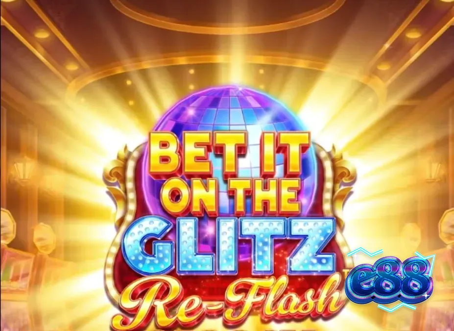 Giao diện trò chơi Bet It on the Glitz Re-Flash với các biểu tượng đá quý và đèn neon rực rỡ
